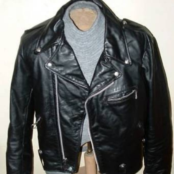 Brooks black leather biker jacket men's 42